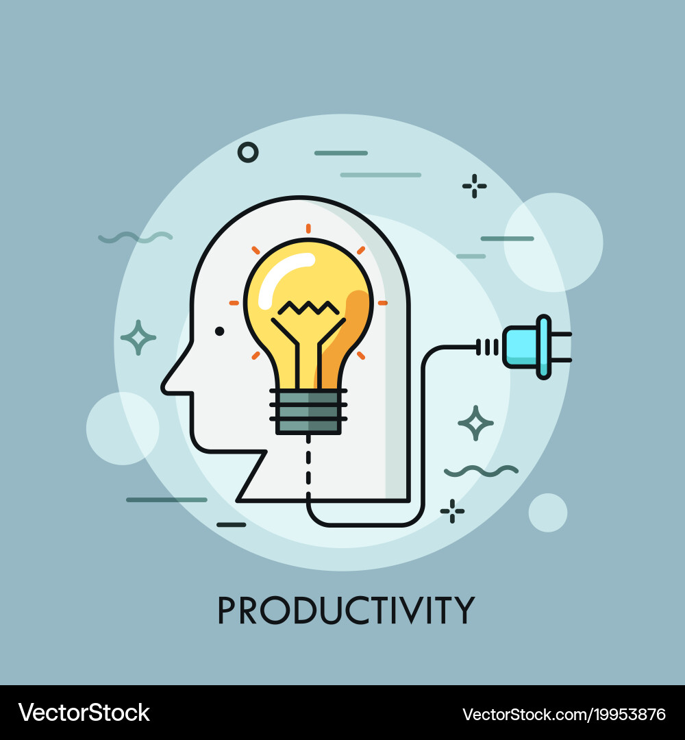 Human head with light bulb inside and power plug Vector Image