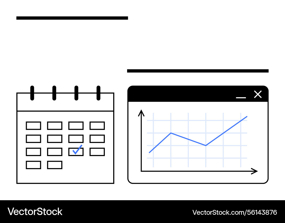 Kalender mit Prüfzeichen und Zeilendiagramm im Browser Kalender mit Prüfzeichen und Zeilendiagramm im Browser vektorbild