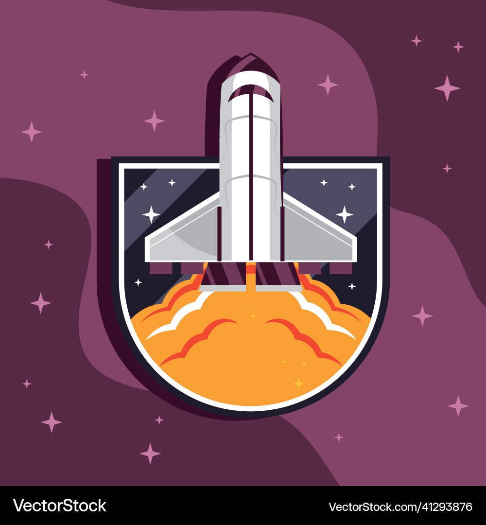 Launching spaceship space Vector Image
