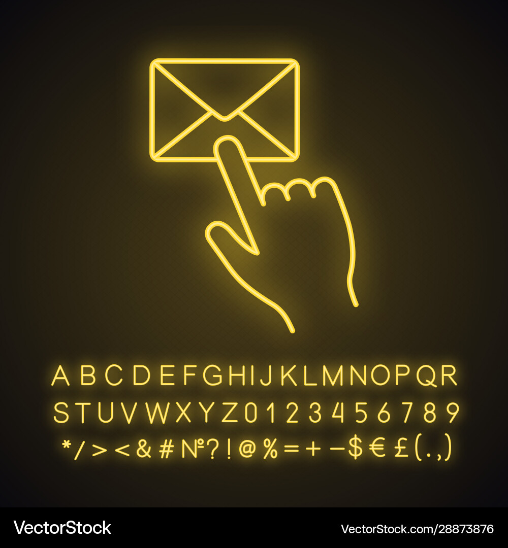 Mail button click neon light icon Mail button click neon light icon vector image