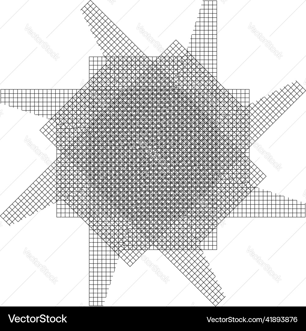 Mirrored tweaked irregular grid mesh grating vector image