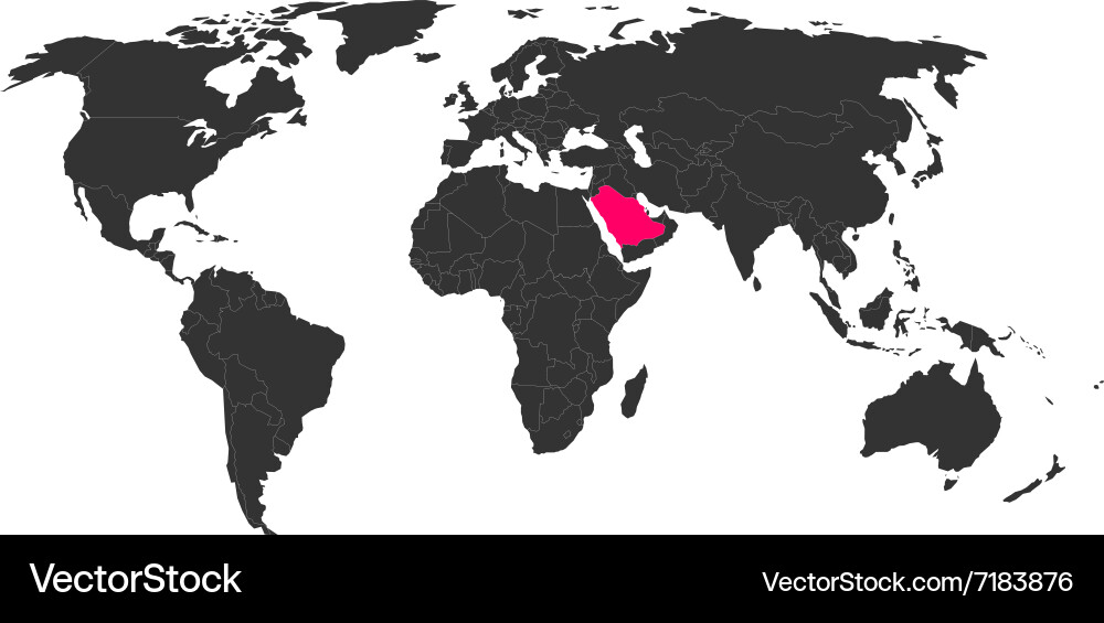 Saudi Arabia Map - Political Outline Vector Image