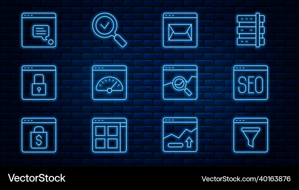Set line browser window seo optimization website Vector Image