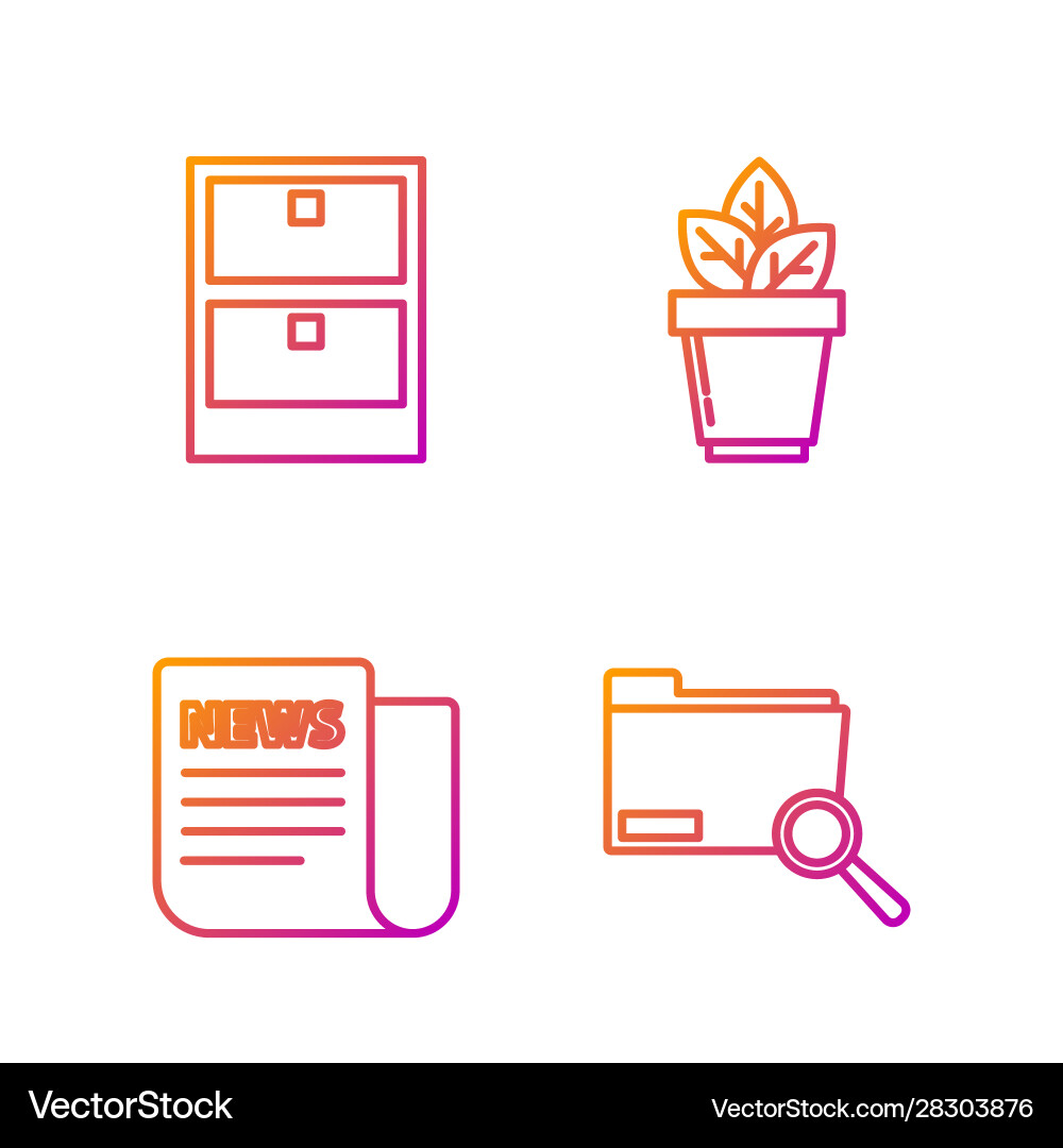 Set line search concept with folder news archive Vector Image