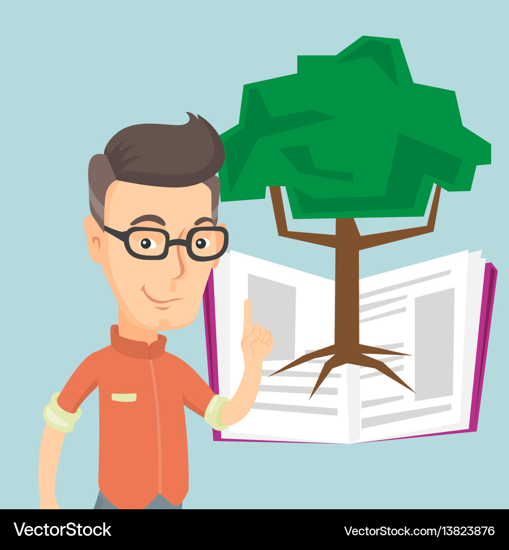 Student pointing at tree of knowledge Student pointing at tree of knowledge vector image