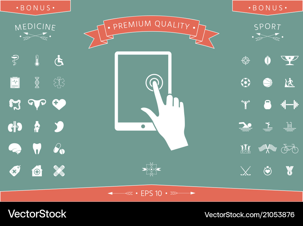 Touch screen tablet with click hand Vector Image