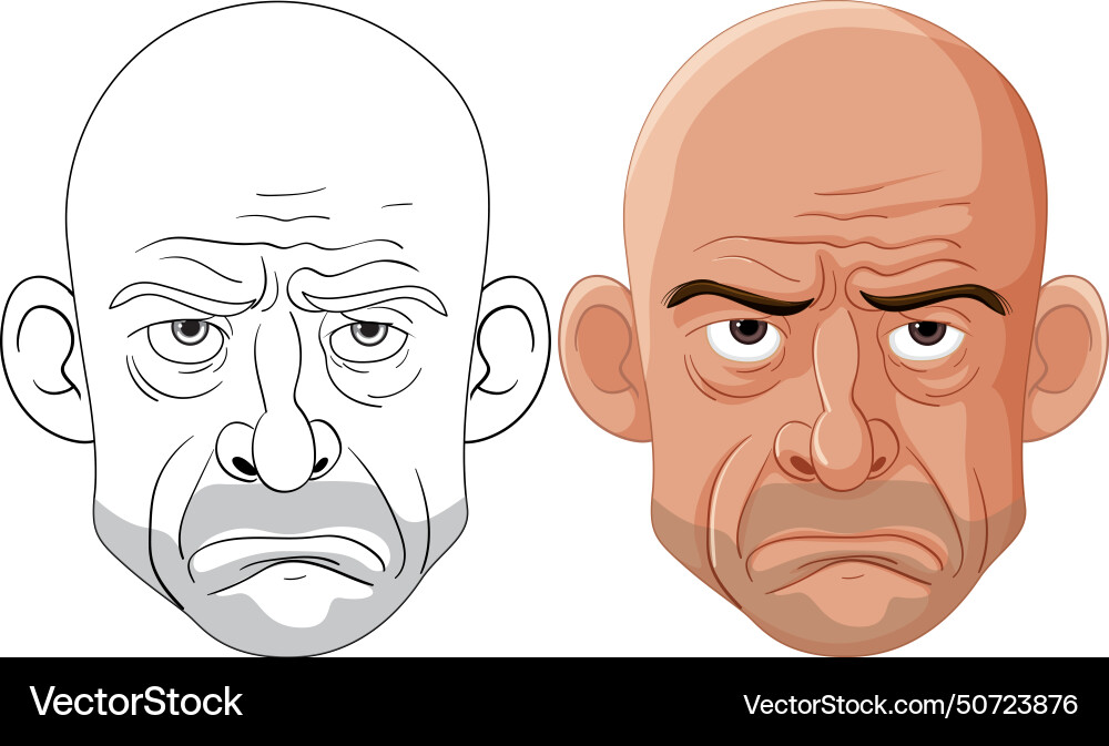 Two cartoon faces showing different expressions Two cartoon faces showing different expressions vector image