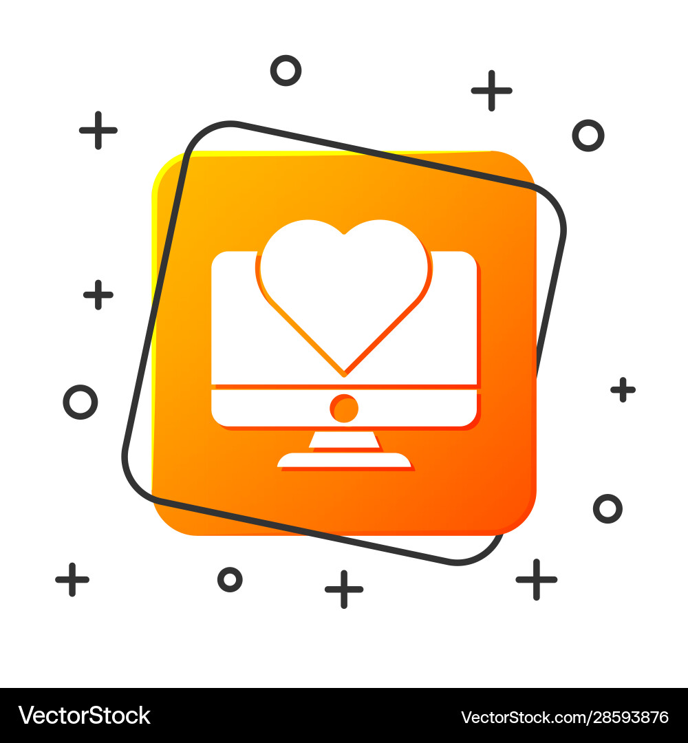 White computer monitor with heart icon isolated White computer monitor with heart icon isolated vector image