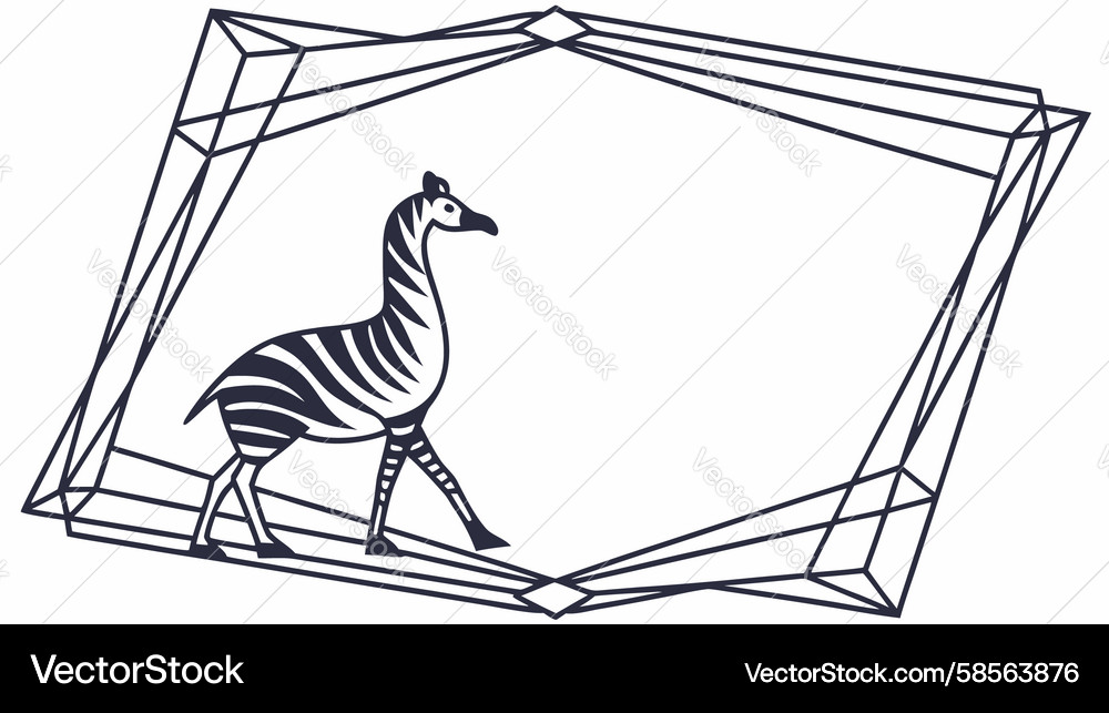 Zebra in Octagonal Frame Vector Image