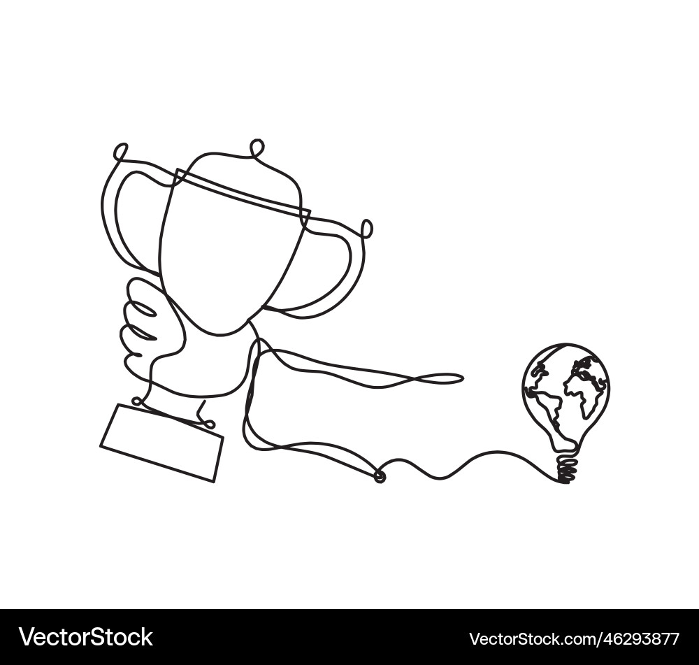Abstract cup with light bulb as continuous lines vector image