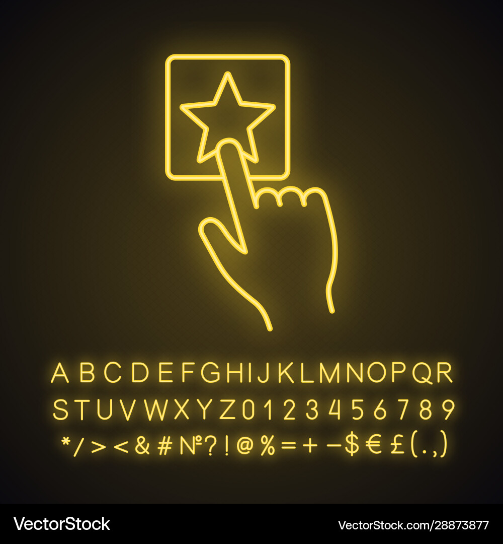 Add to favorite button click neon light icon Add to favorite button click neon light icon vector image