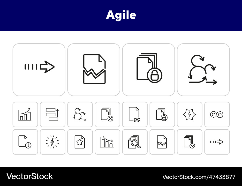 Agile line icon set vector image