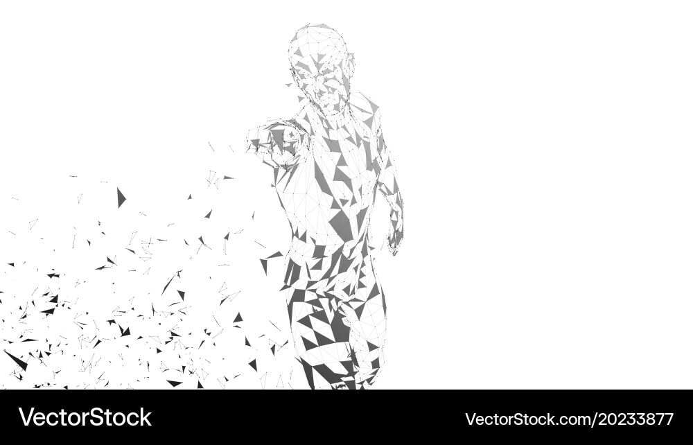 Conceptual abstract man touching or pointing vector image
