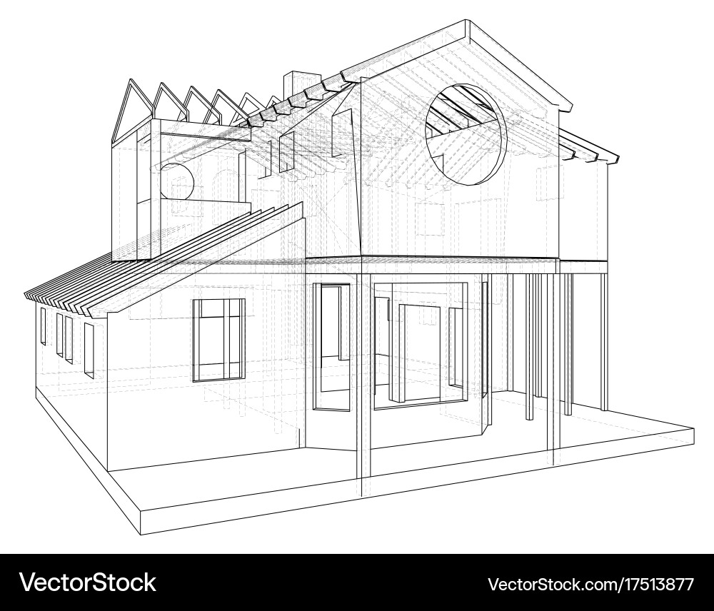 House structure architecture abstract drawing vector image