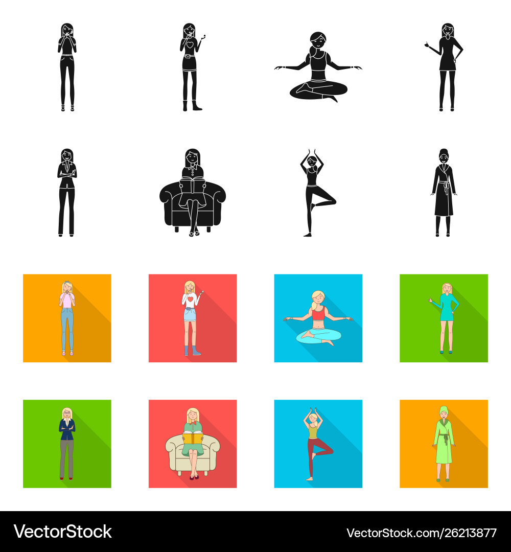 Isolated object posture and mood icon set Isolated object posture and mood icon set Vector Image