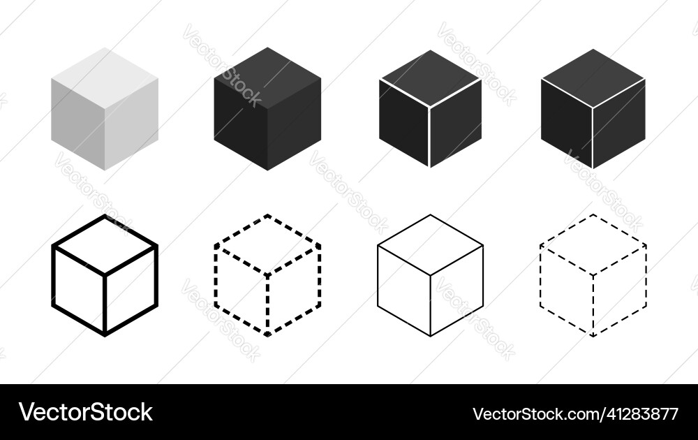 Isometric 3D Cube Set - Schwarz & Grau Vektorbild
