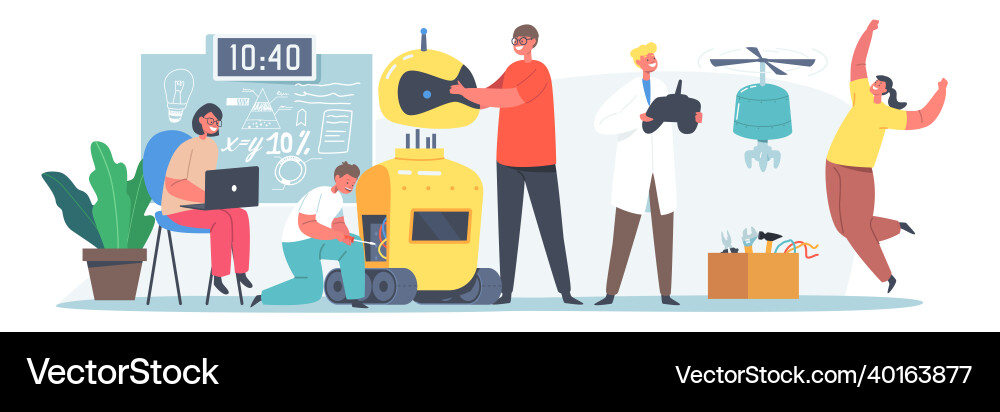 Kids Robotics & Programming Class vector image