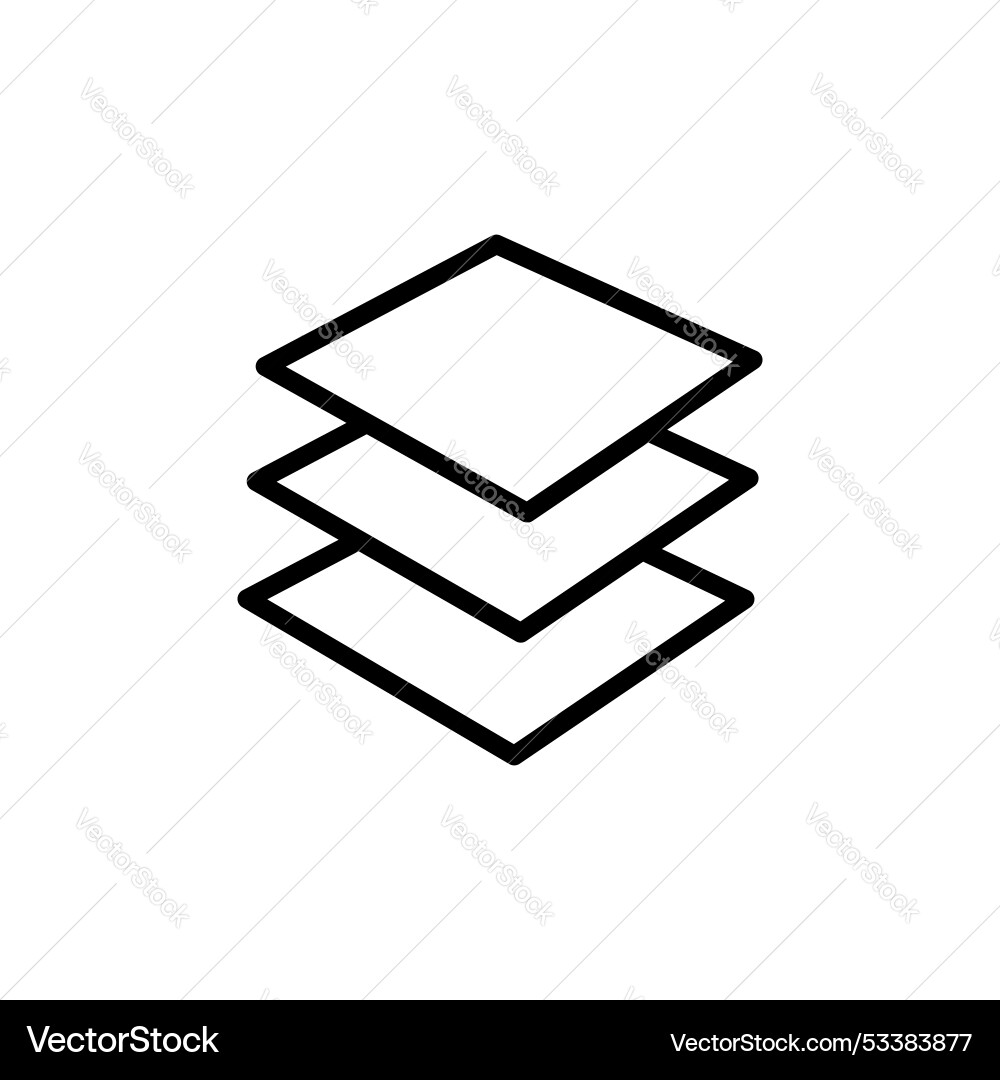 Layers icon set 3 level fabric symbol three layer Layers icon set 3 level fabric symbol three layer vector image