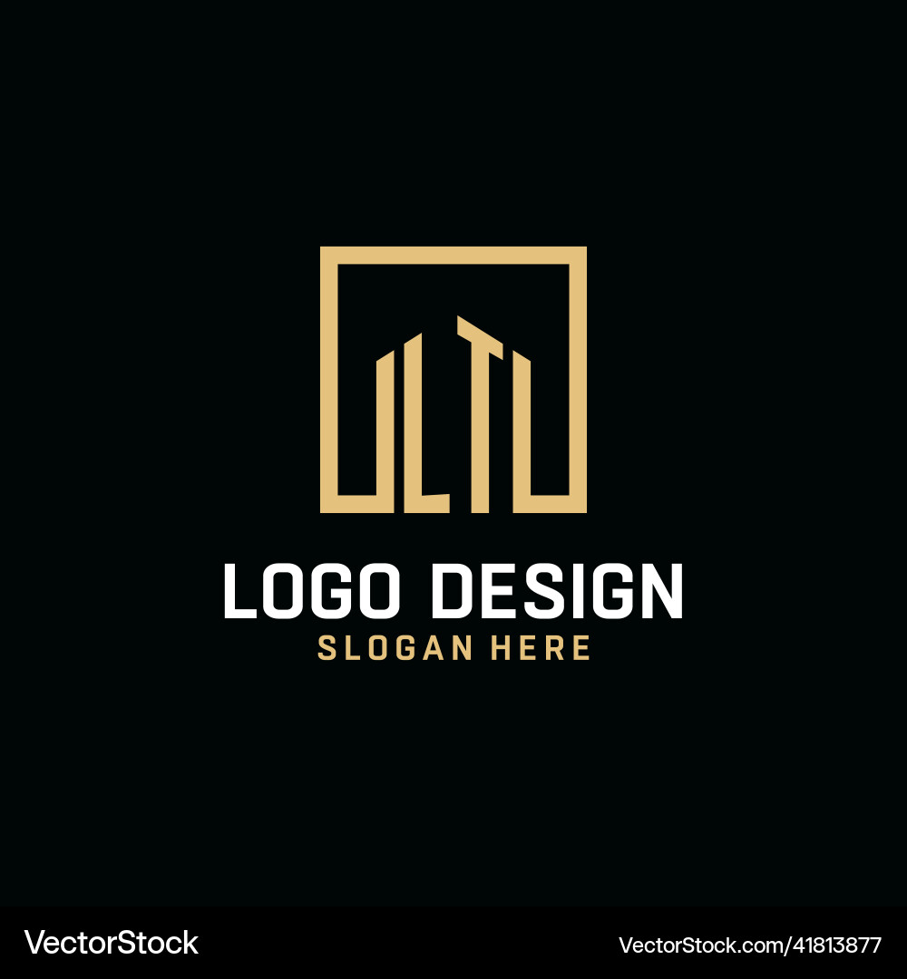 Lt initial monogram logo design with square shape Vector Image