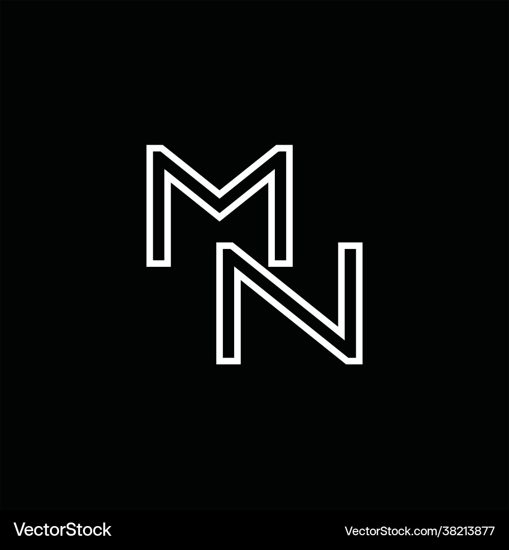 Mn logo monogram with circle rounded slice shape vector image