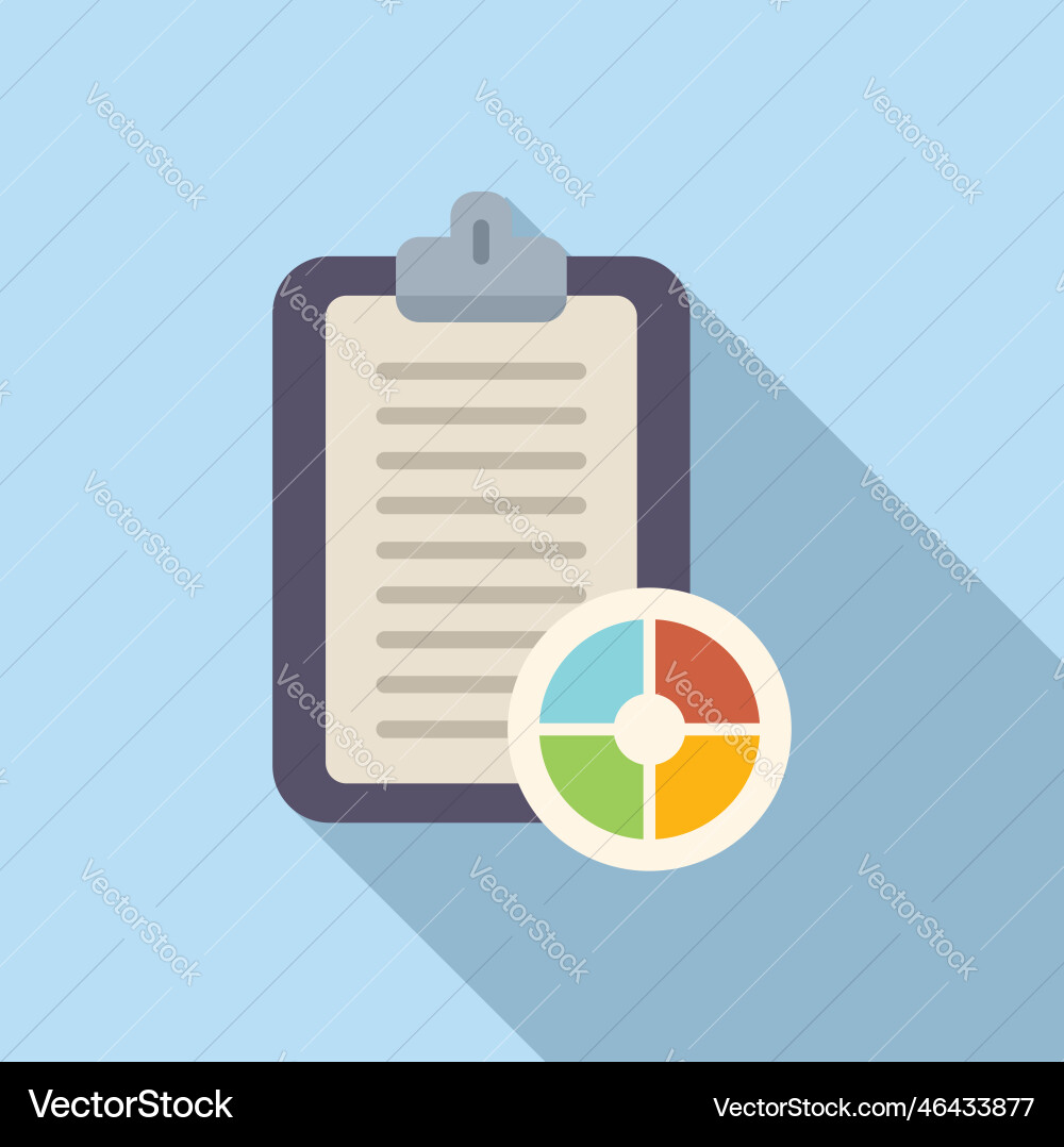 Pie chart report icon flat document data Vector Image