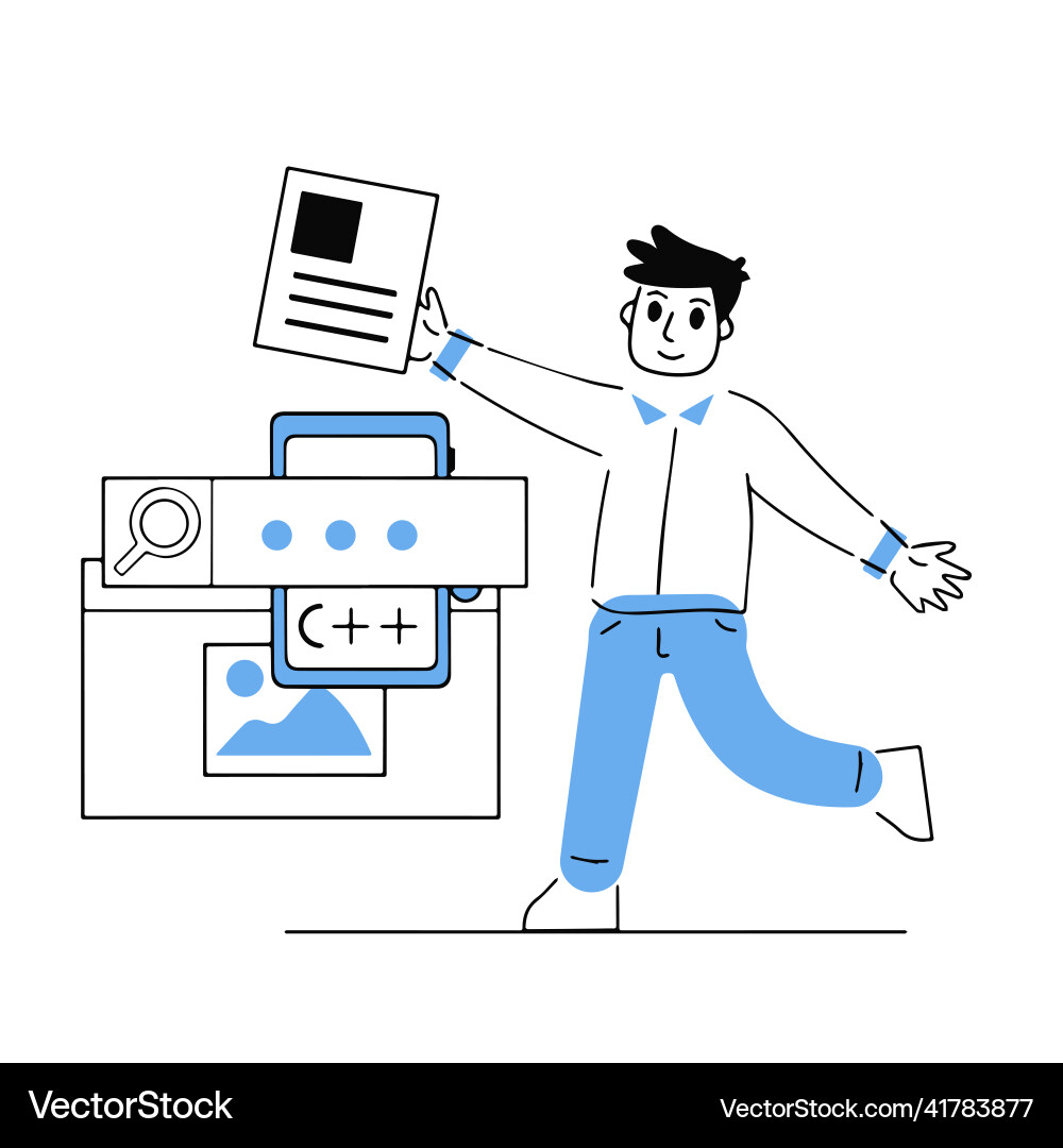 Programmer works with code Programmer works with code vector image