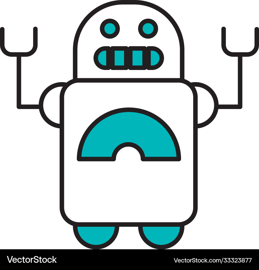 Robot with happy face half line color style vector image