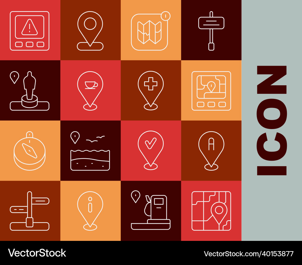 Set line city map navigation location gps device Set line city map navigation location gps device vector image