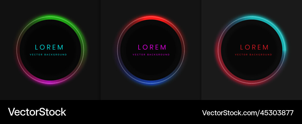 Set of blue red green pink circle neon lighting Set of blue red green pink circle neon lighting vector image