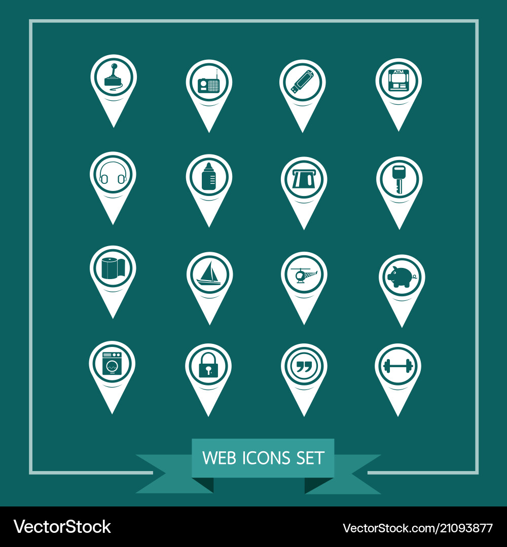 Set of map pointer icons for website Set of map pointer icons for website vector image