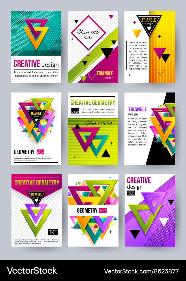 Set of triangle cards pattern vector image