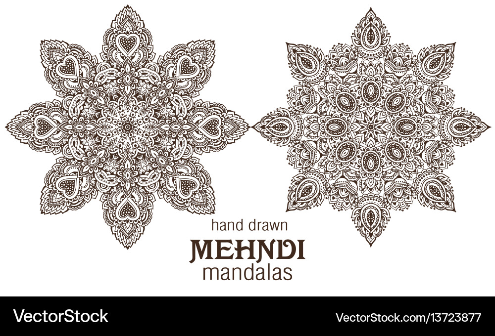 Set of two abstract round lace design Set of two abstract round lace design vector image