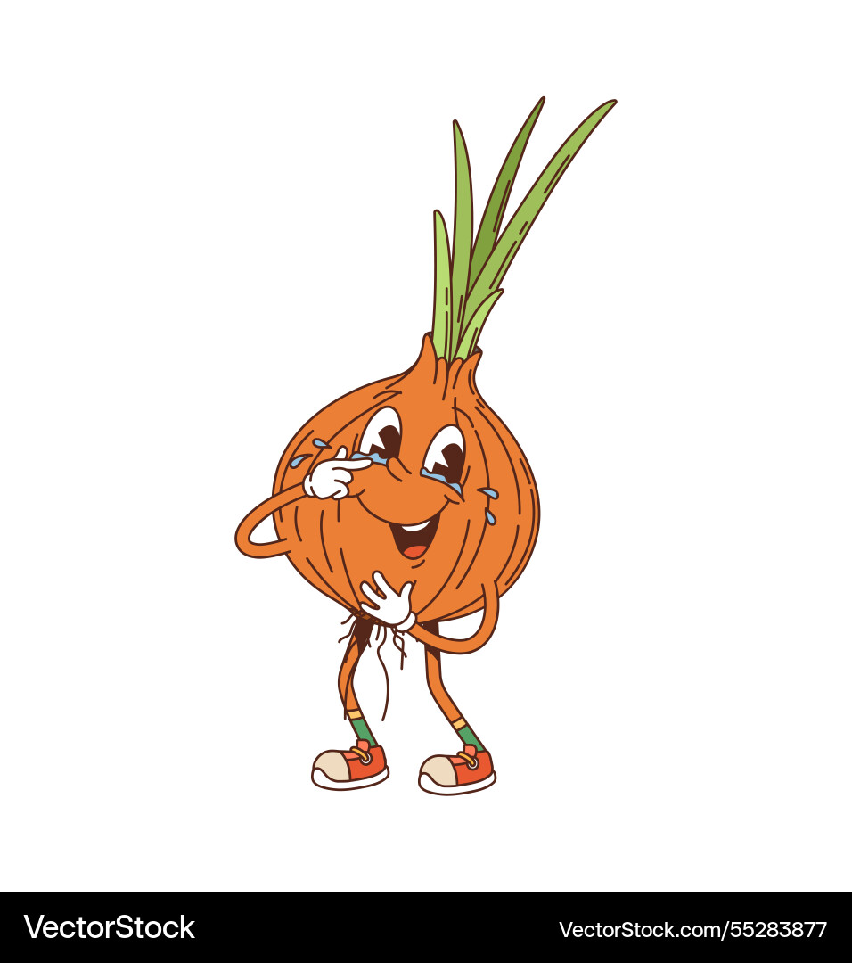 Smiling Crying Onion Character Vector Image