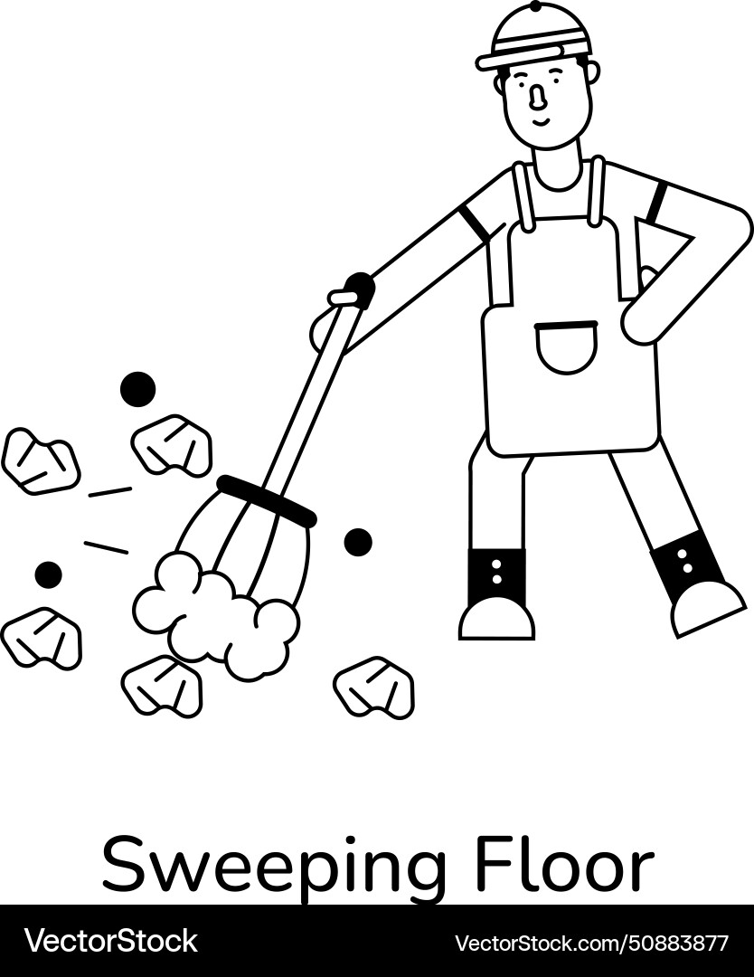 Sweeping floor Royalty Free Vector Image VectorStock