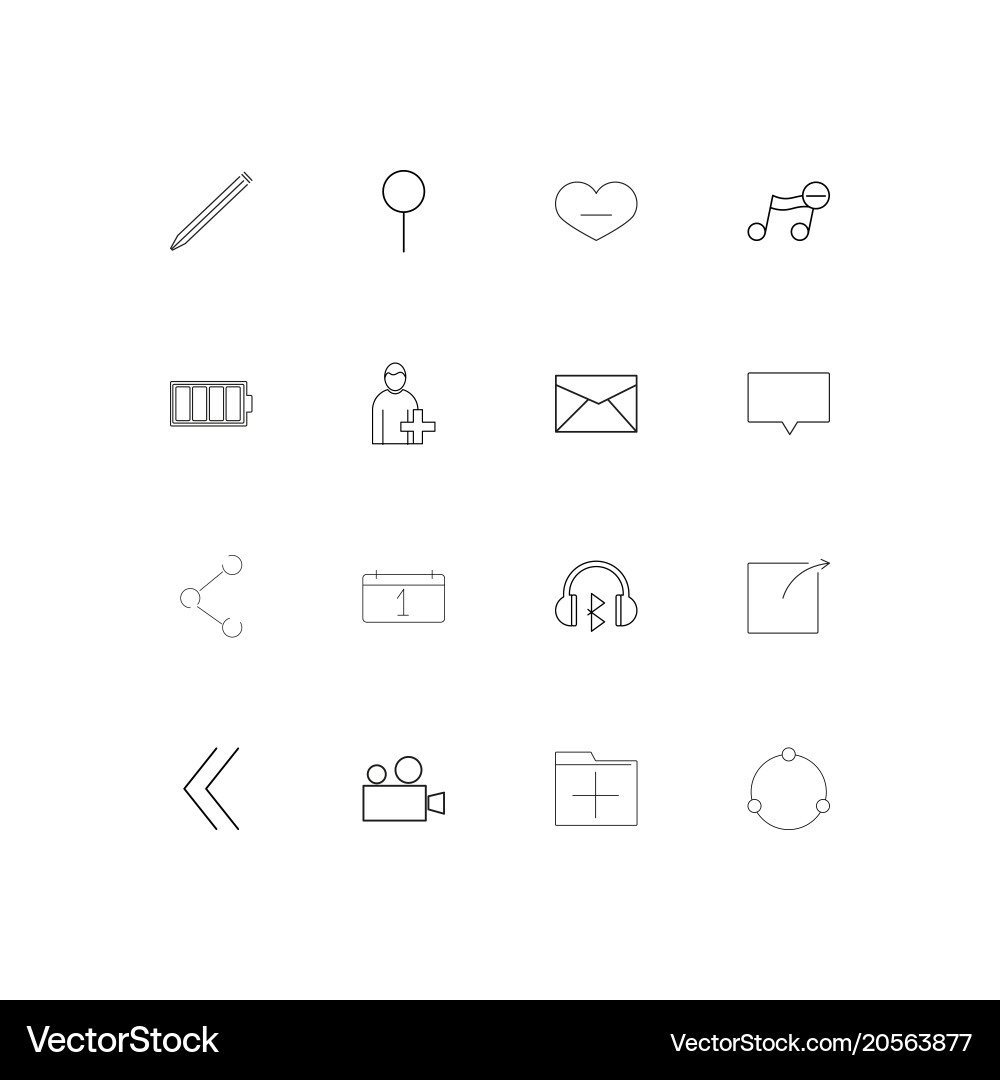 User interface simple linear icons set outlined vector image