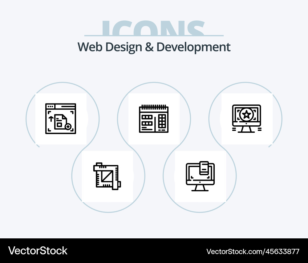 Web design and development line icon pack 5 vector image