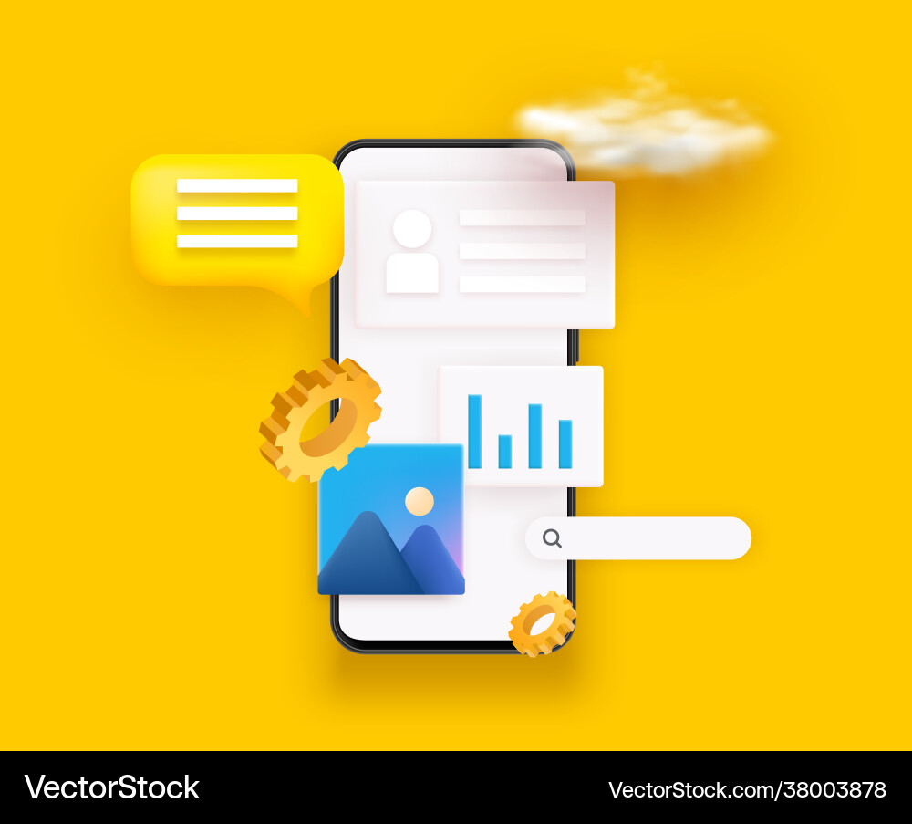 3d ui and ux design useful app mobile 3d ui and ux design useful app mobile vector image