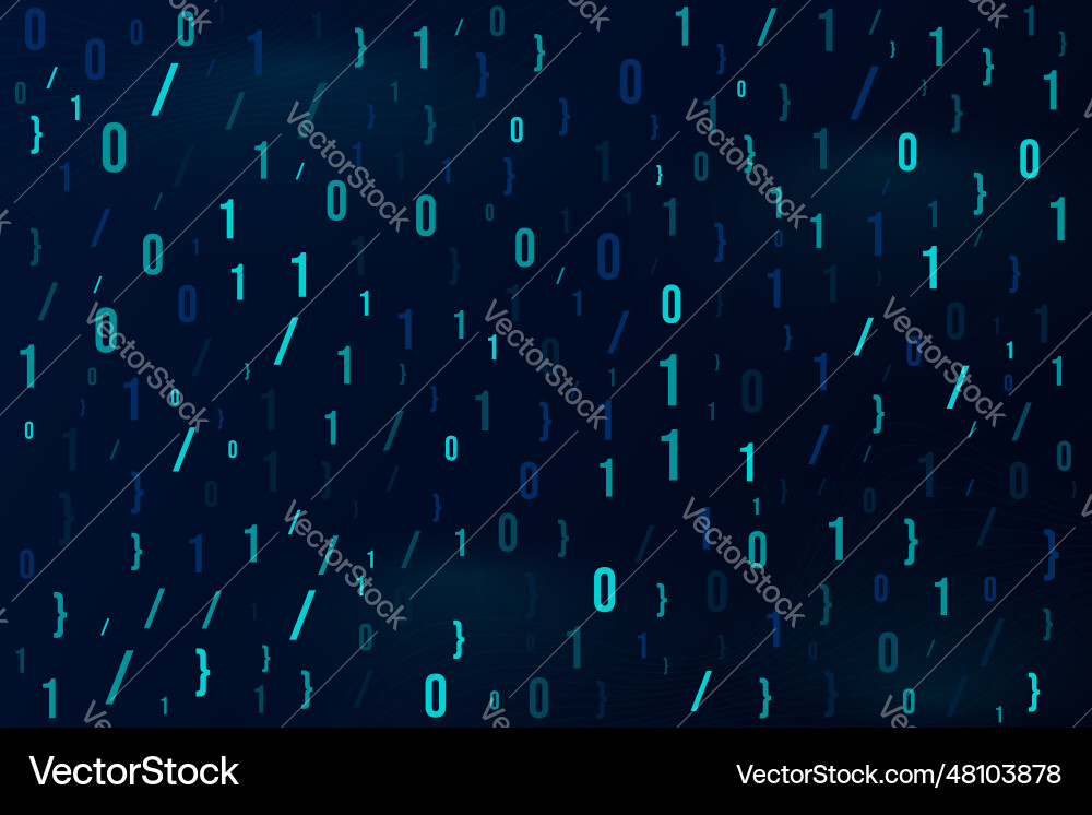Binary number blockchain random pattern on dark Binary number blockchain random pattern on dark vector image
