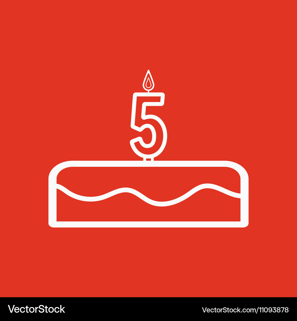 Cake with candles in the form of number 5 icon Vector Image