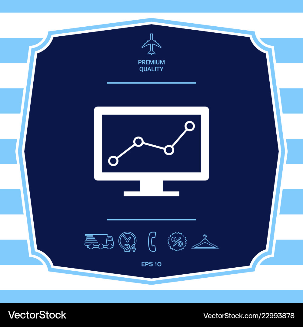 Computer monitors with graph graphic elements vector image
