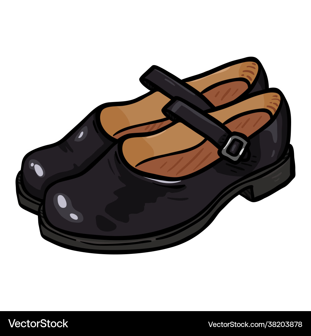 Damen Verschlussschuhe schwarz Leder Vektorbild