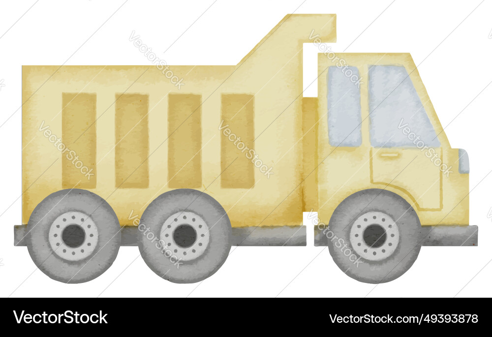 Dump truck watercolor hand drawn Dump truck watercolor hand drawn vector image