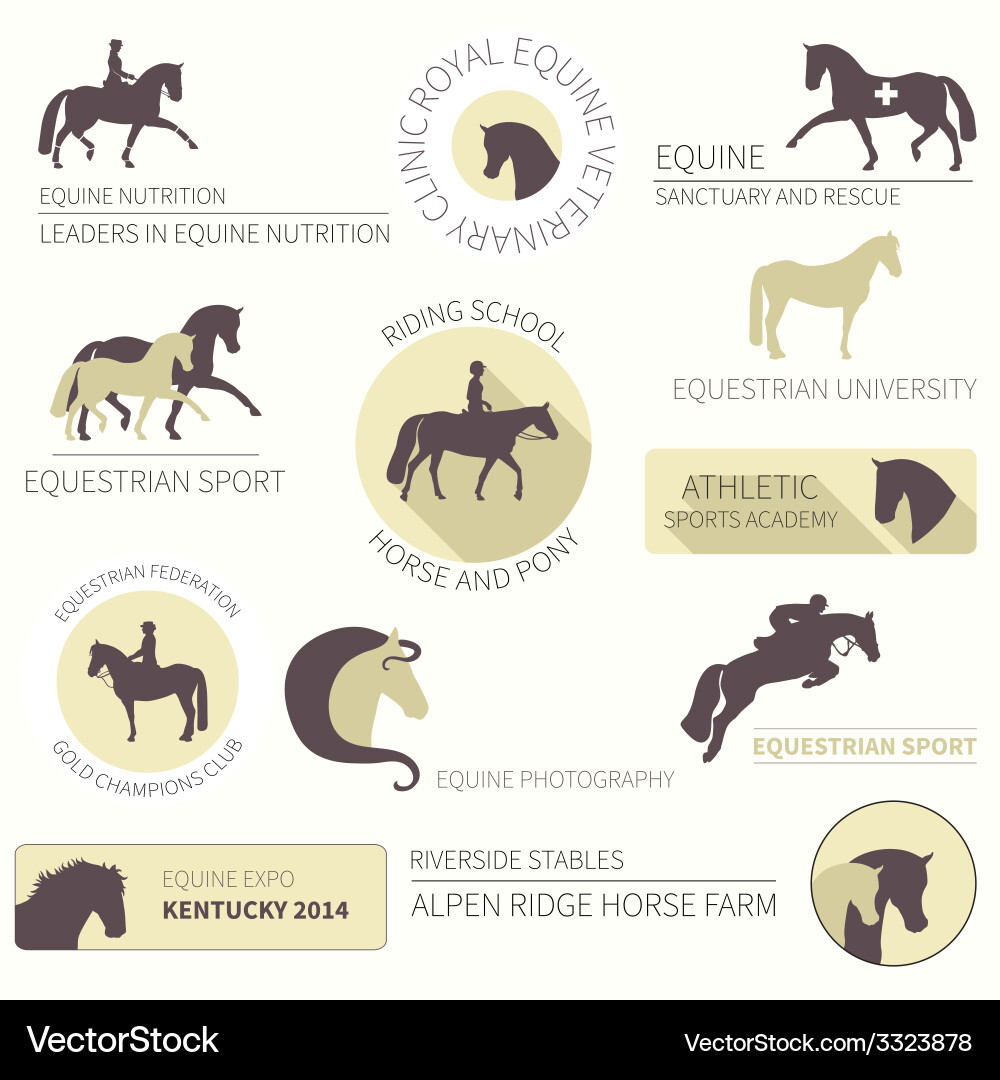 Equestrian Label Collection Royalty Free Vector Image