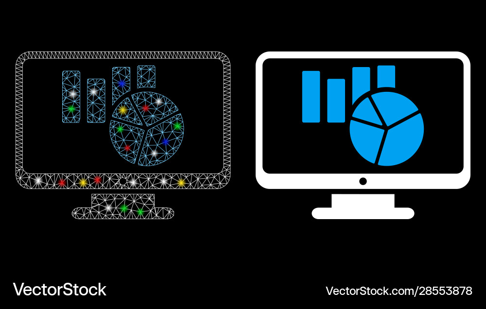 Flare mesh network charts monitoring icon Flare mesh network charts monitoring icon vector image