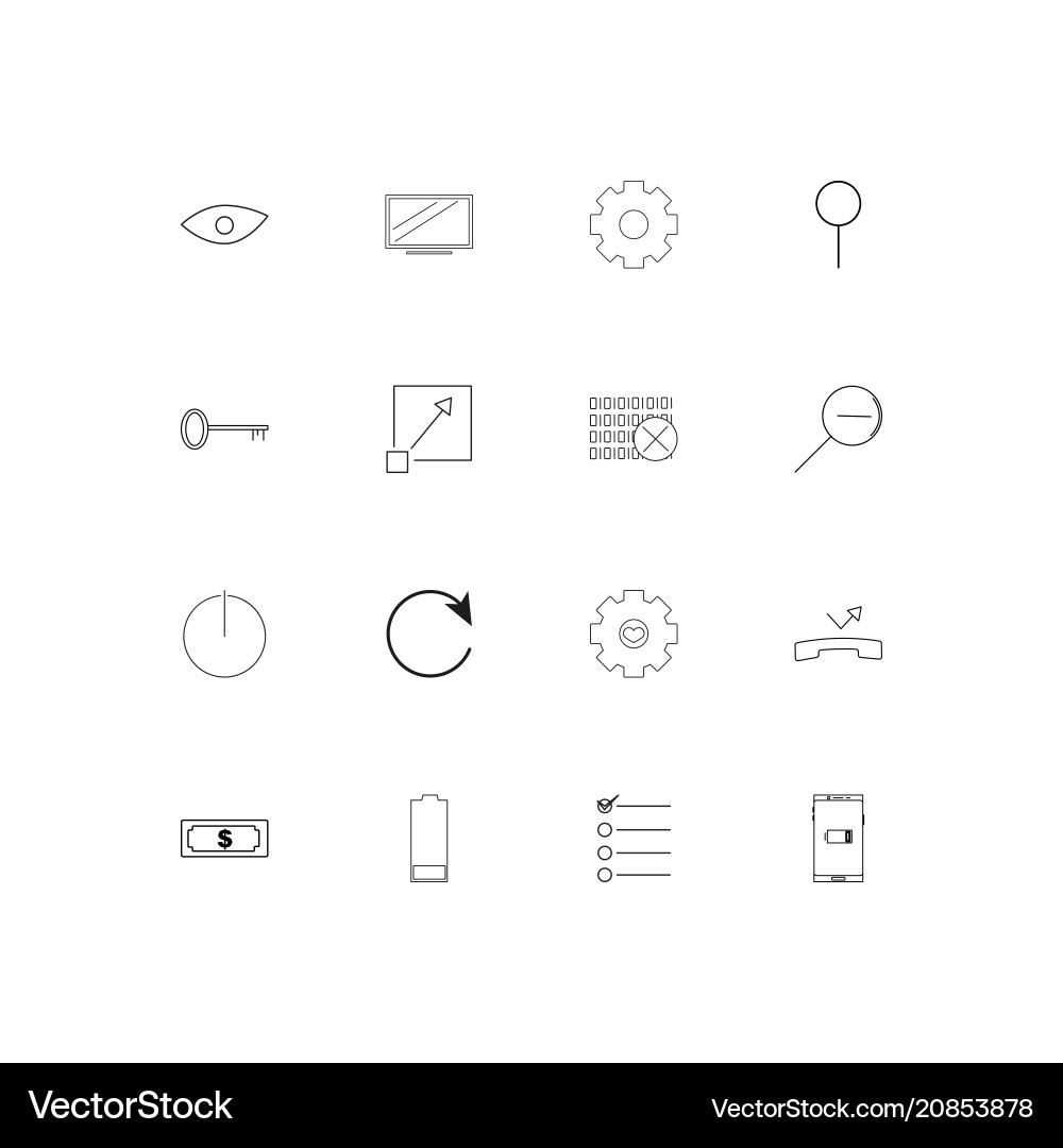 Interface linear thin icons set outlined simple vector image