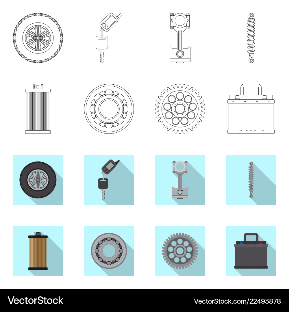 Isoliertes Objekt von Auto und Teilsymbol Isoliertes Objekt von Auto und Teilsymbol vektorbild