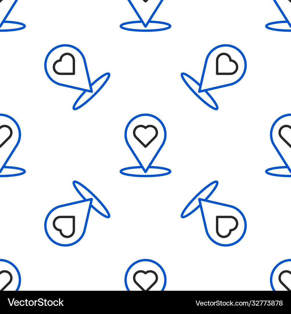 Line map pointer with heart icon isolated seamless vector image