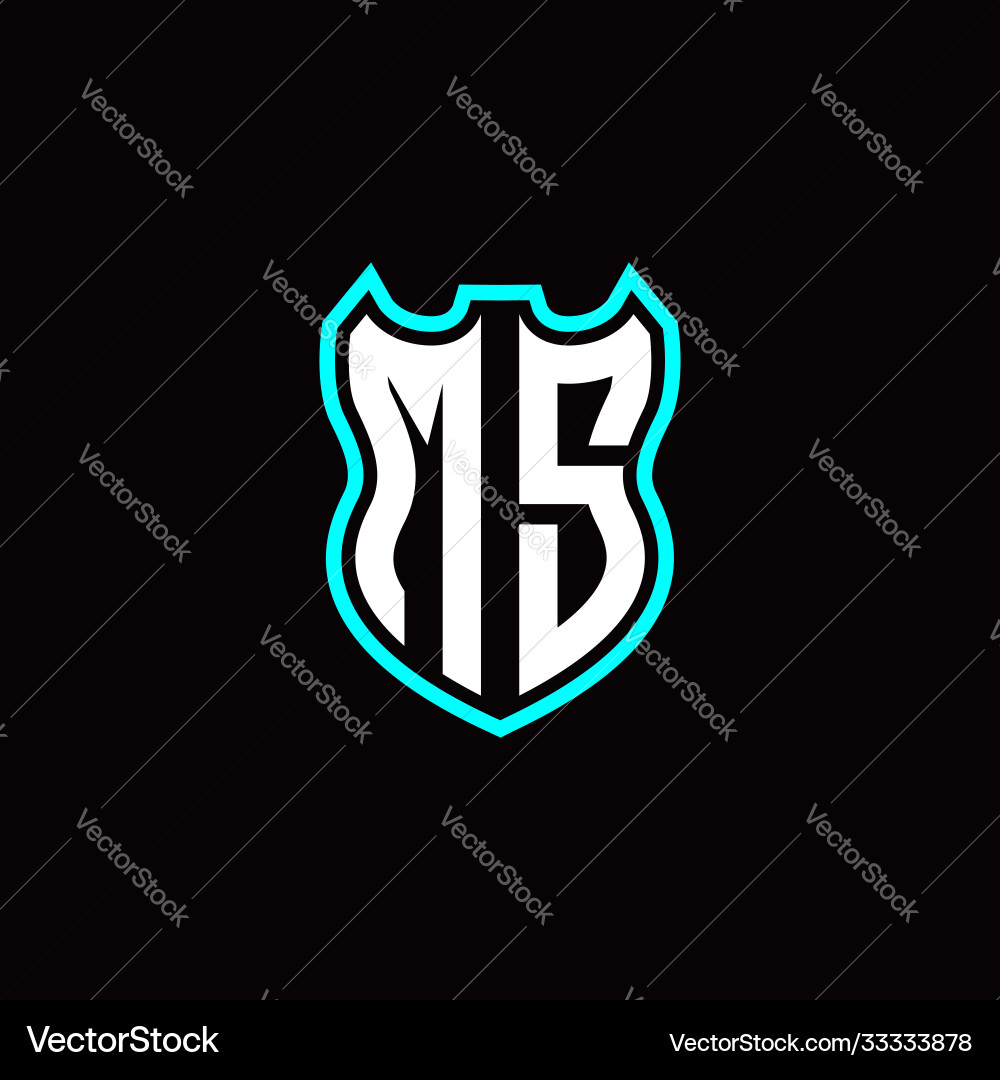 M s initial logo design with shield shape M s initial logo design with shield shape vector image