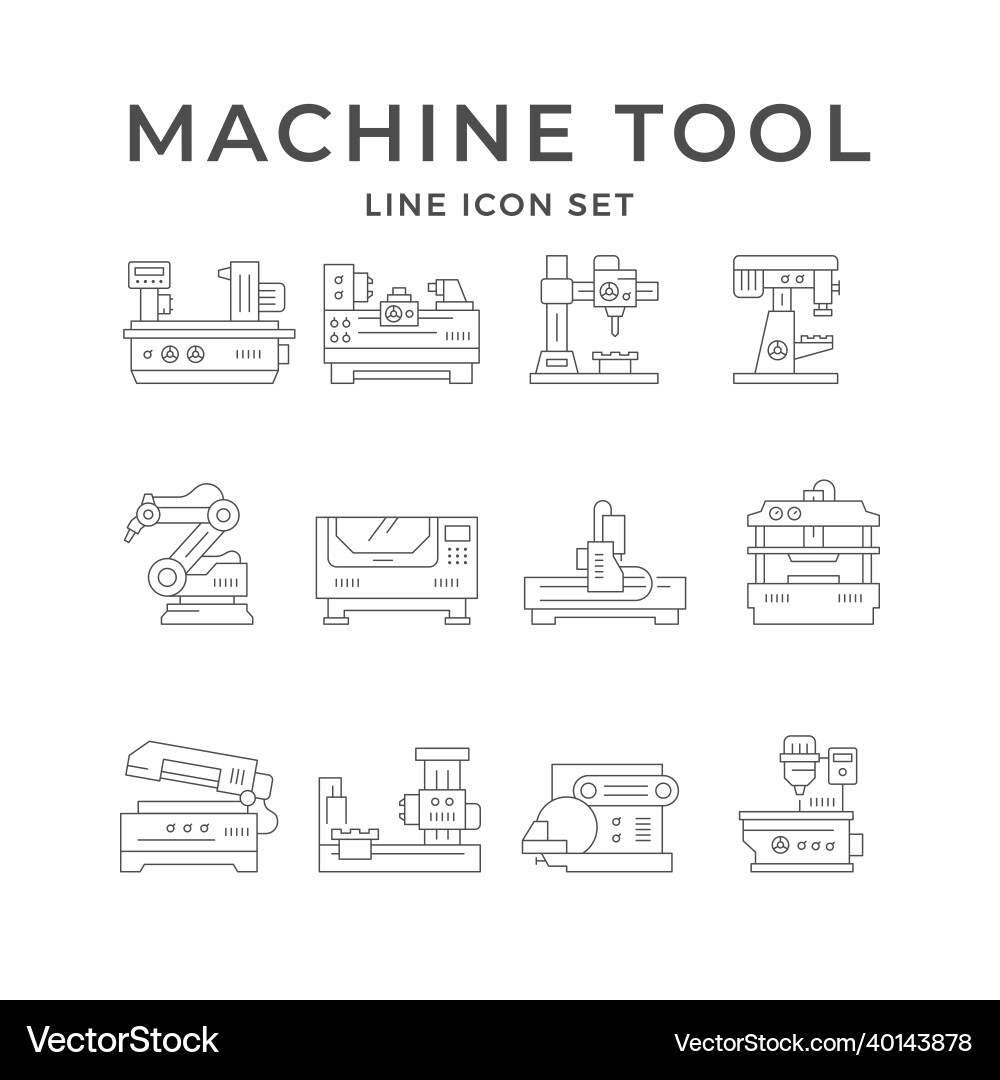 Machine Tool Icon Set vector image