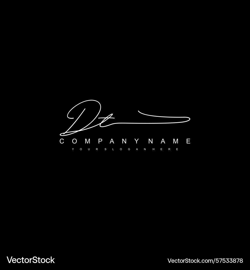 Minimal signature logo design with dt initials Vector Image